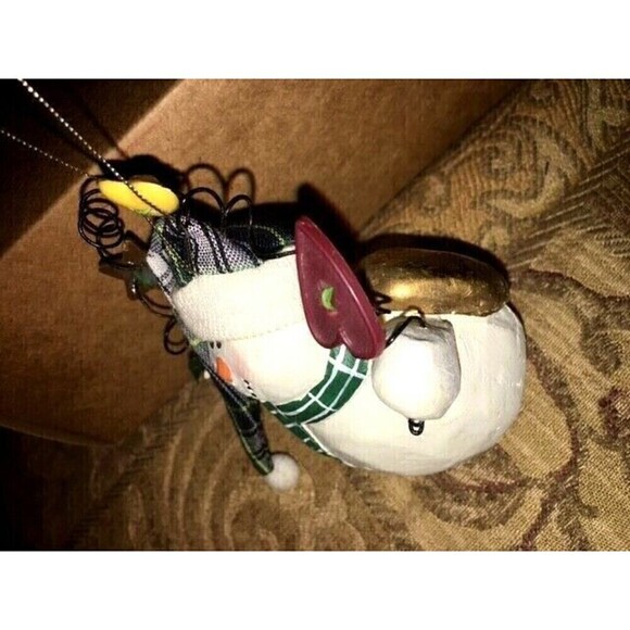 Snowman Angel in Plaid Hat, Check Scarf, Quality Resin Christmas Ornament - Picture 10 of 12